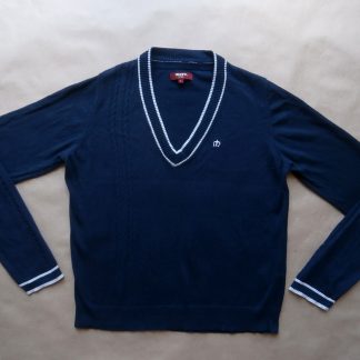 L . Merc . tmavě modrý svetr s bílým proužkem