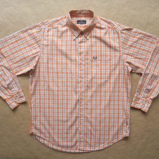 L . Fred Perry . oranžovo-bílá kostkovaná košile
