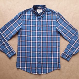 S . Original Penguin . modrá kostkovaná flanelová košile