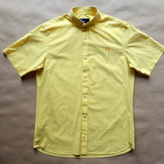 S . Fred Perry . žluto-bílá kostkovaná košile