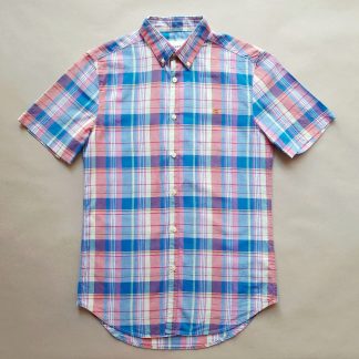 S . Farah . růžovo-modro-bílá kostkovaná košile