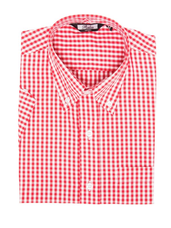 Relco London . červeno-bílá kostkovaná gingham košile