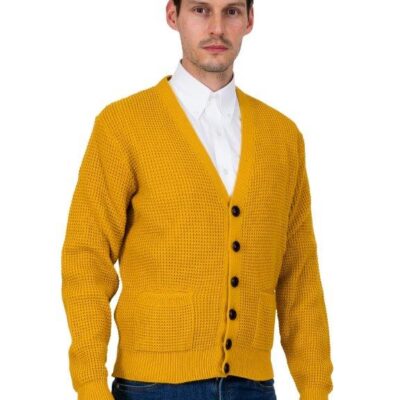 Relco London . hořčicově žlutý cardigan